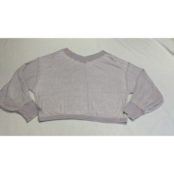 Free People We The Free Size Small Southside Thermal Top Oversize V-Neck Waffle - Picture 10 of 13